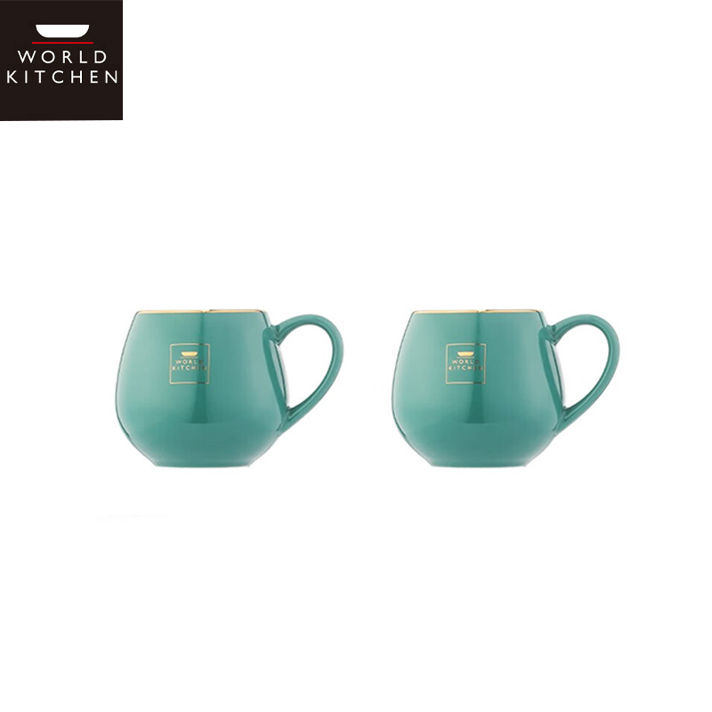 WORLD KITCHEN 马克杯两件组300ml家用喝水杯陶瓷杯  -绿WK-MKB300-2/KZ（套）