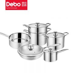 徳铂（Debo） 瓦尔登堡双层蒸锅汤锅奶锅炒锅煎锅深锅刀具不锈钢厨具13件套 DEP-381