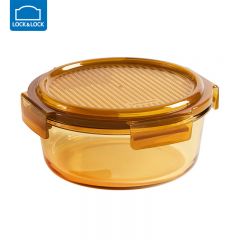 乐扣乐扣（LOCK&LOCK） LCB234FU 琥珀色圆形玻璃保鲜盒1000mL微波炉冰箱可用