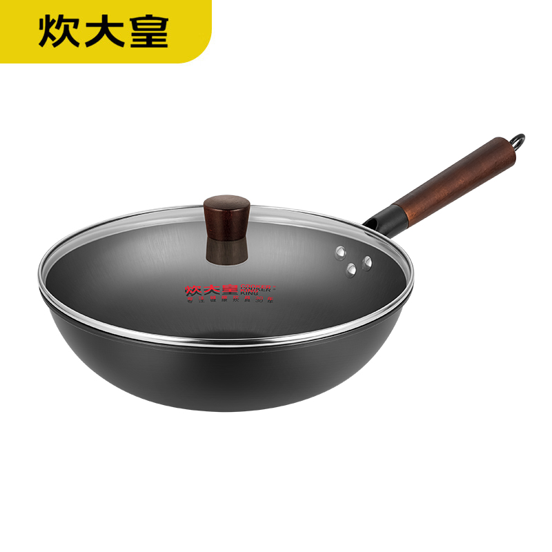 炊大皇（COOKER KING） 韵味不锈精铁炒锅 无涂层少油烟明火通用家电专供32CM带盖KA60594