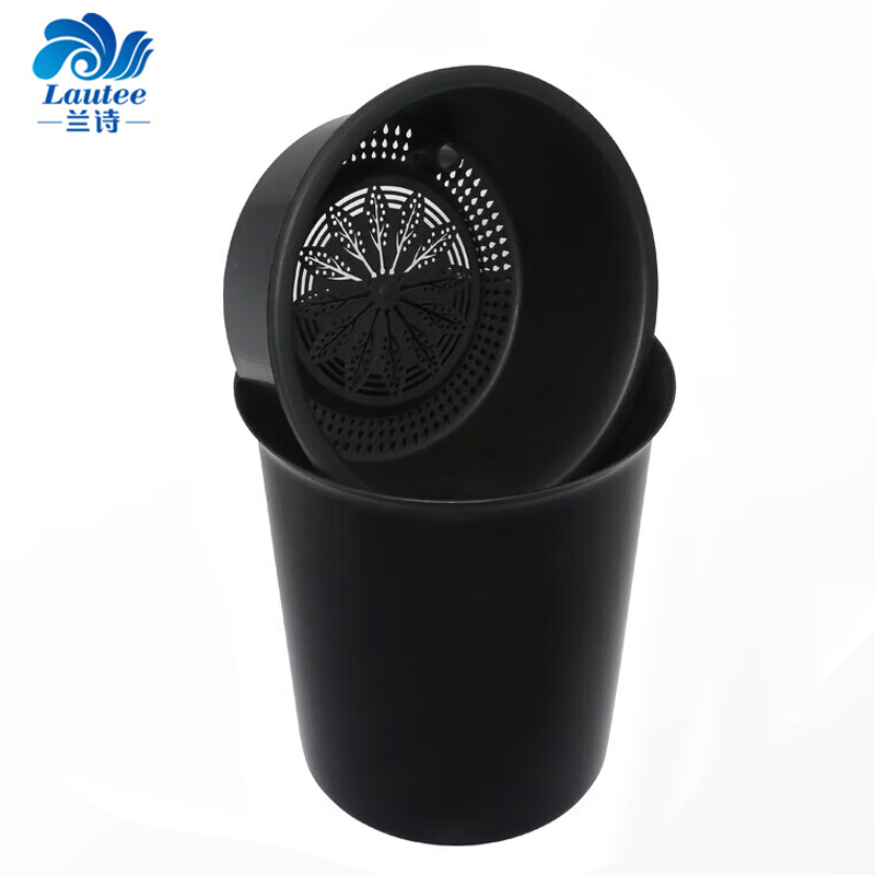 兰诗（LAUTEE） 茶渣过滤桶 垃圾桶塑料茶台废水桶过滤垃圾茶水桶 黑色圆形小号