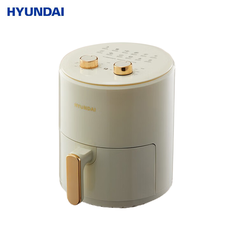 HYUNDAI 空气炸锅 5L大容量家用煎炸锅无油低脂不粘大功率空气烤箱多功能薯条机电炸锅5L旋钮款SL-KZ-5LJ3白色