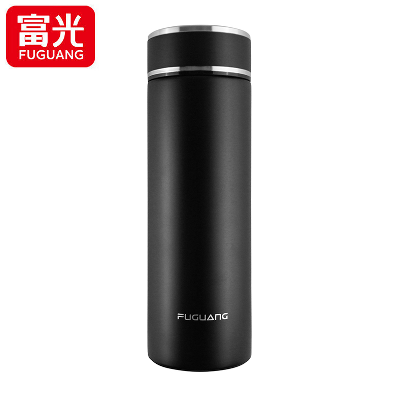富光（FUGUANG）铭智真空杯保温杯带茶仓热水杯车载商务大容量泡茶不锈钢杯子BEST01-1096黑色 450ml