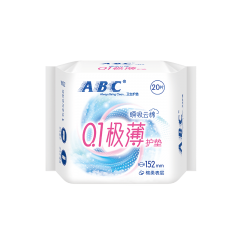 ABC  卫生巾0.1极薄瞬吸云棉日用夜用干爽透气日夜组合姨妈巾护垫152mm20片