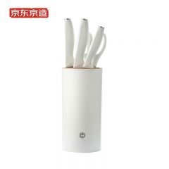 京东京造  切菜刀三德刀水果刀剪刀+圆桶刀座 锋尚刀具五件套JM-CD2306005白色