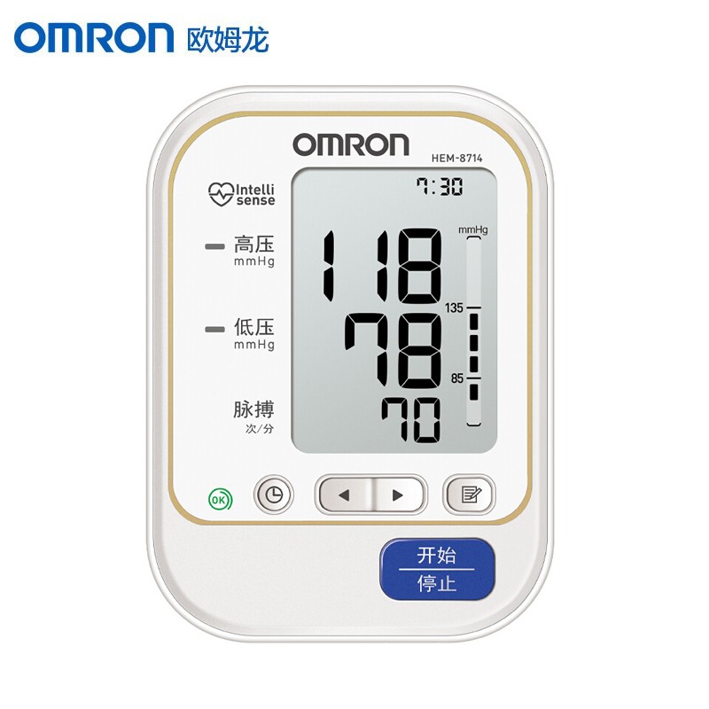 欧姆龙（OMRON） HEM-8714家用电子血压计上臂式血压测量仪【智能加压】高清家用大屏血压计
