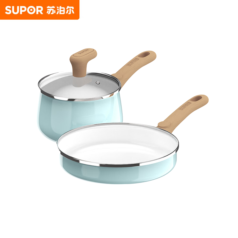 苏泊尔（SUPOR） 悦享轻珐琅锅具两件套 VTP2215T 蓝色