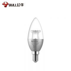 公牛（BULL）蜡烛泡 防频闪led灯泡 E14小螺口尖泡 银色 5W 吊灯壁灯 照明节能高亮灯泡球泡3000K