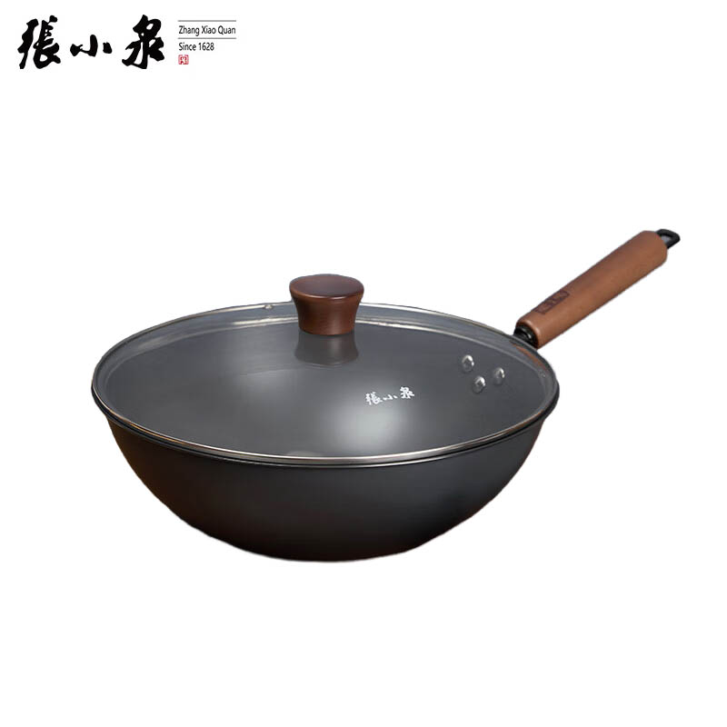 张小泉 C32860100食刻深层防锈铁锅炒锅不粘锅家用炒菜锅无涂层