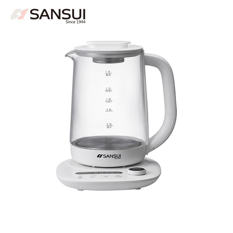 山水（SANSUI）KT-1836煮炖一体可调式保温高硼硅玻璃养生壶 白色