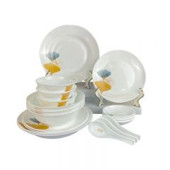 康宁（Corelle Brands）  康宁冰萃玲珑 金银杏餐具18件套  CB-BSYX18/KZ/LS