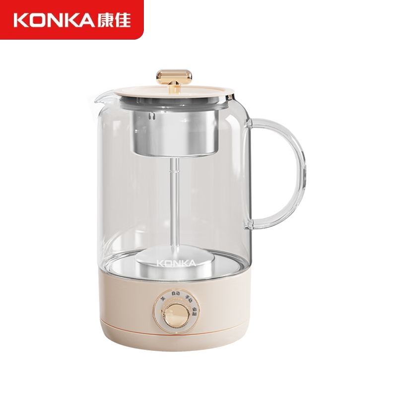 康佳（KONKA） 黑茶壶煮茶器蒸汽喷淋玻璃壶电热水壶电煮茶壶全自动智能保温泡茶养生壶钮保温款 KCT-ZD10(S)