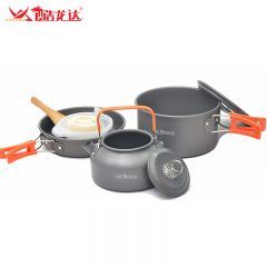 酷龙达（Coloda） 户外野营锅具组合套装2-3人野餐煎锅水壶锅具三件套 CLD-LJT03