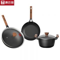 康巴赫（KBH） LPB-W03T有钛不粘锅具三件套家用容量炒锅煎锅汤锅3件套