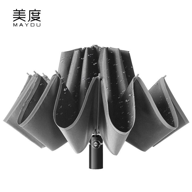 美度（MAYDU） M3372全自动反向伞汽车车载晴雨伞折叠伞自动三折防风雨伞男女通用灰色