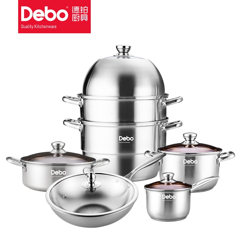 徳铂（Debo） 斯德哥尔锅具套装（炒锅蒸锅汤锅）DEP-DZ382