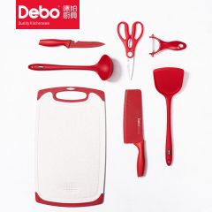 徳铂（Debo） 伽利特水果刀削皮刀菜刀剪刀粘板勺子铲子厨房用具七件套DEP-789一套