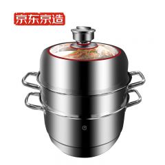 京东京造 家用不锈钢蒸锅 蒸馒头包子 大容量汤锅电磁炉通用30CM外径JM-CZ2306008