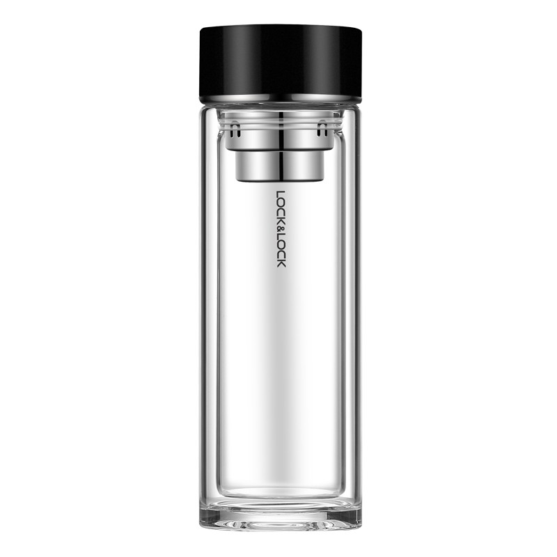 乐扣乐扣（LOCK&LOCK） 双层玻璃杯男女水杯隔热过滤家用商务办公室泡茶杯 LLG629