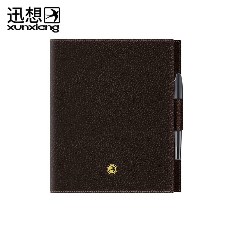 迅想 皮面商务本册套盒（本/笔）伴手礼记事本笔记本日记本套装 棕色-卓越系列精装版
