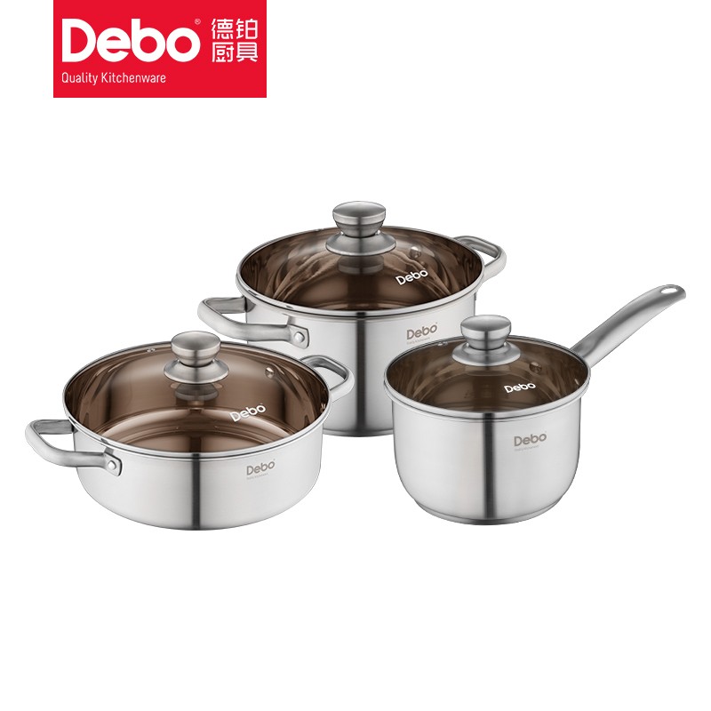 徳铂（Debo） 巴伦特堡锅具套装（不锈钢汤锅奶锅三件套）DEP-653