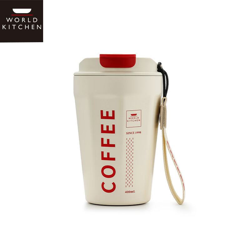 康宁（Corelle Brands） 咖啡杯不锈钢内胆保温保冷水杯400ml米白色WK-KFB400/KZ/JY一个