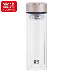 富光（FUGUANG） G2360-SP-358双层家用高硼硅玻璃杯大容量女学生便携泡茶杯子水杯金色358ml