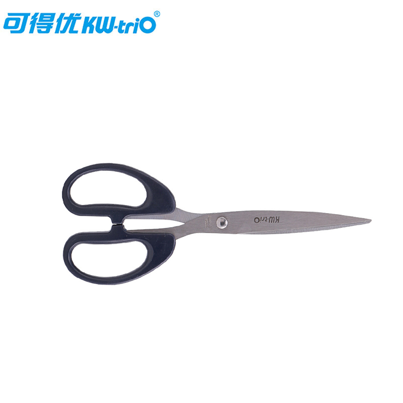 可得优（KW-triO）高级办公剪刀家用剪子碳钢剪刀省力耐磨8英寸 黑色