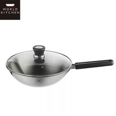 WORLD KITCHEN 厨乐系列30cm中式炒锅304不锈钢钢铝钢一体成型哑光拉丝工艺WK-CG42LB/KZ