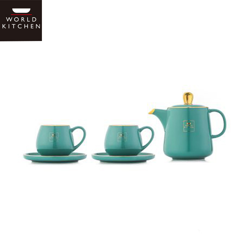 WORLD KITCHEN 马克杯壶五件组  -绿WK-MKB-5/KZ/GR 【800ml+300ml*2+碟子*2】
