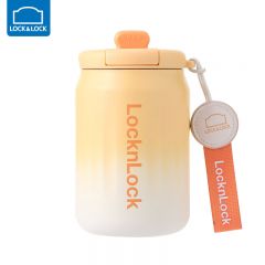 乐扣乐扣（LOCK&LOCK） LHC6770FU炫彩菱纹咖啡杯350mL（渐橙）保温保冷密封不漏翻盖直饮咖啡杯广口设计