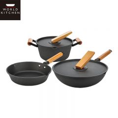 WORLD KITCHEN 精铁不粘锅具五件套  厚底薄壁轻油少烟WK-JTBZG-5/KZ