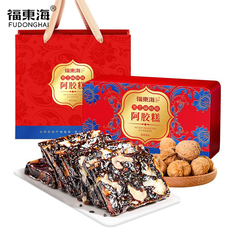 福东海 黑芝麻核桃阿胶糕200g 阿胶黑芝麻核桃送长辈营养品滋养气血礼物阿胶糕