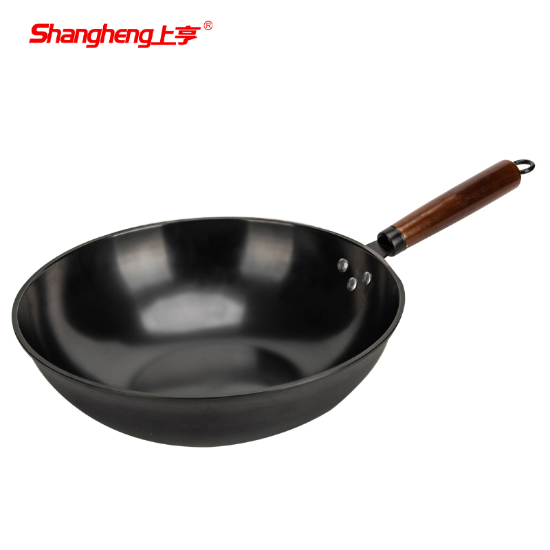 上亨（shangheng） 炒锅手工锻打老式熟铁锅不粘锅炒菜锅煎锅少油烟无涂层燃气锅 精铁锻造炒锅【不带锅盖32CM】SHZH-CJCG009