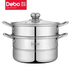 徳铂（Debo） 马德里蒸锅燃气电磁炉通用家用不锈钢二层蒸锅DEP-722