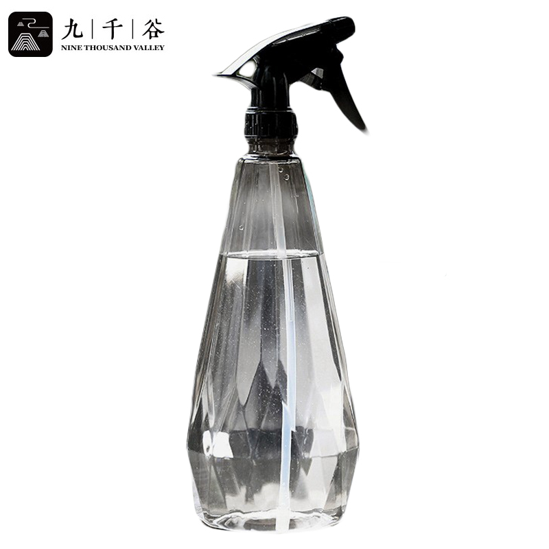 九千谷  1367 喷壶烟灰色1L 钻石纹喷壶浇花园艺清洁 气压式透明喷壶浇花