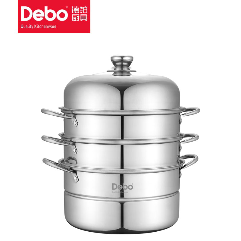 徳铂（Debo） 拉德堡蒸锅蒸笼汤锅三层不锈钢多功能大容量隔热防溢明火电磁炉通用28cmDEP-289一口