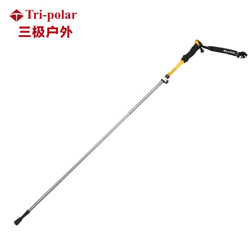 三极户外（Tri-polar） TP3909折叠轻便碳素伸缩健走徒步登山杖爬山手杖伸缩老人拐杖徒步登山装备杖黄色