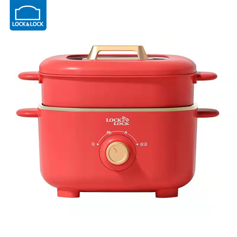乐扣乐扣（locklock） EJP1527RED电火锅 红色不粘涂层双层隔热锅身