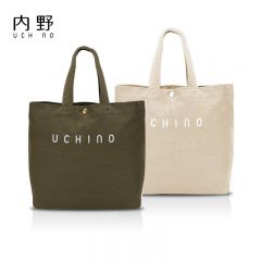 内野（UCHINO）原生态帆布袋单肩袋大容量手提购物袋环保袋 军绿色 UC-J029