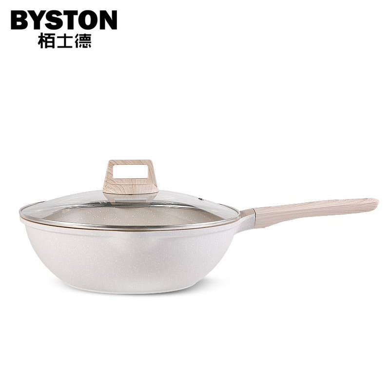 栢士德（BYSTON） 炒锅 麦饭石不粘锅32cm少油烟炒菜锅平底电磁炉通用BST-1039 克丽普炒锅 32cm