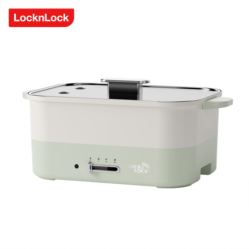 乐扣乐扣（LOCK&LOCK） EJP1567GRN多功能电煮锅涮焖煮一锅搞定不粘涂层方便清洗6L