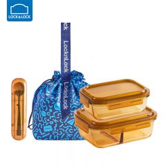 乐扣乐扣（LOCK&LOCK） LCB222FU 家用品莱茵灵动方形保鲜盒四件套琥珀色