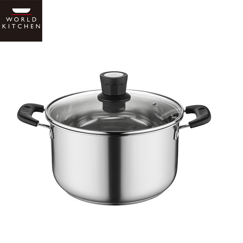 WORLD KITCHEN 厨享系列汤锅24cm复合打底工艺哑光拉丝工艺适用多种热源WK-CXTG24/KZ/JY