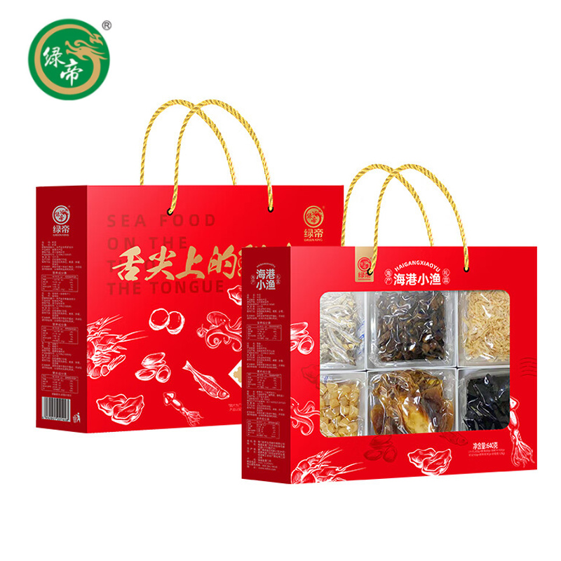 绿帝 海港小渔礼盒640g 海产品干货干贝墨鱼虾皮海蛎干海鲜水产炖汤煲汤火锅食材