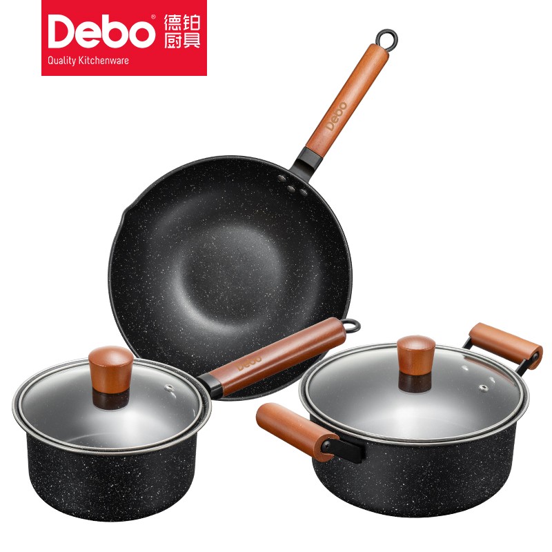 徳铂（Debo） DEP-725尼古拉斯锅具套装炒锅煮锅奶锅麦饭石色奶锅18m汤锅24cm炒锅32cm
