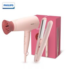 飞利浦（PHILIPS） BHP398/05吹风机直发器套装大功率温柔速干小巧可折叠 直卷两用角蛋白技术防烫设计