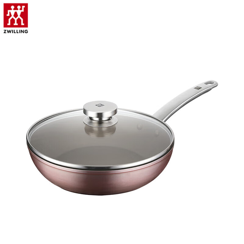 双立人(ZWILLING)   ZW-EY102平底锅煎锅炒菜锅煎饼煎蛋锅牛排锅锅具厨具Enjoy 24cm不粘煎盘 太阳花锅底磁炉通用 粉色