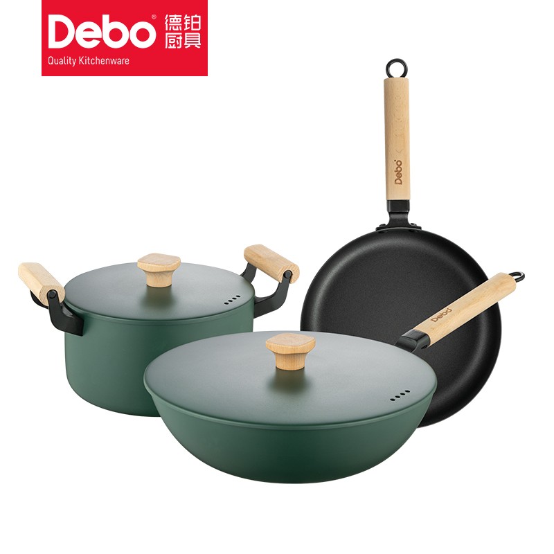 徳铂（Debo） DEP-788威廉空间锅具汤锅炒锅煎锅3件套轻烟少油一体成型厚底薄壁