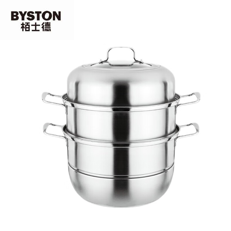 栢士德（BYSTON） 弗瑞顿不锈钢蒸锅 蒸锅 28公分蒸锅 带蒸片 大容量蒸汤锅BST-093